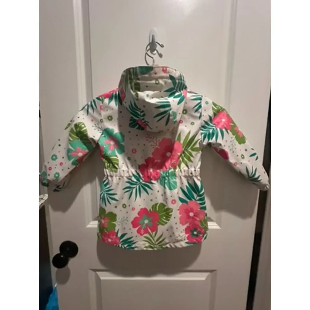 Western Chief Sand Floral Design Hooded Rain Jacket Size 4T